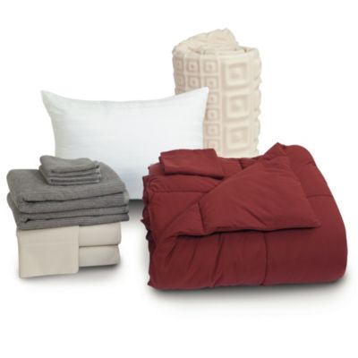 Solid Burgundy Twin/Twin X-Long 11-Piece Junior Varsity Campus ...