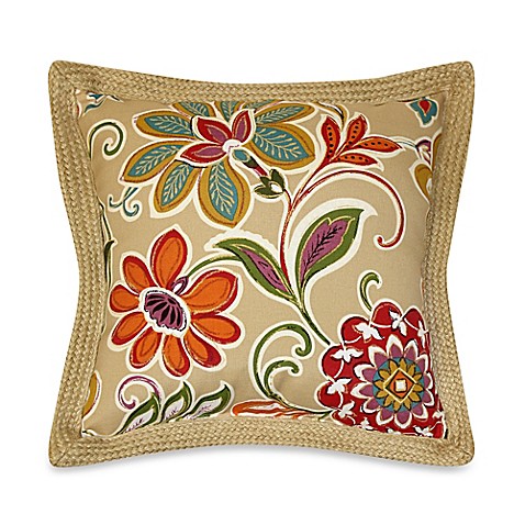Buy Modern Floral Square Toss Pillows with Jute Trim in Spice (Set of 2) from Bed Bath & Beyond