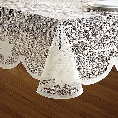 lace tablecloth ivory foil gold inch round bedbathandbeyond
