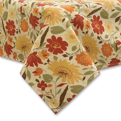 Blooms Laminated Fabric Tablecloth in Brick