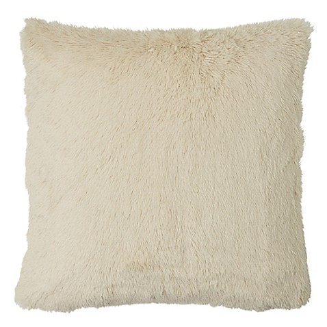MYOP Polar Fur Square Throw Pillow Cover in Cream - www.BedBathandBeyond.com
