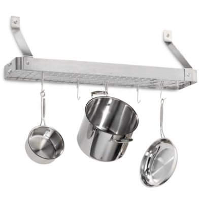 Wall Hanging Pot Rack Mounted Storage Shelf with S Hooks for Pans