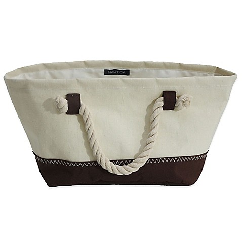 Buy Nautica? Vanity Countertop Storage Canvas Tote in Ivory/Brown ...