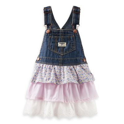 OshKosh B'gosh® Overall Dress In Denim/Pink Floral - Buybuy BABY