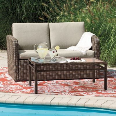 wicker mason patio furniture loveseat piece alt bedbathandbeyond