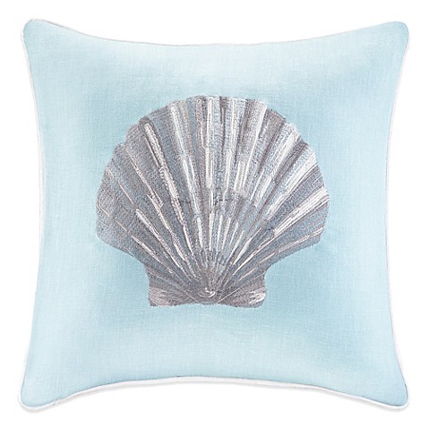 Linen Embroidered Seashell Square Throw Pillow - Bed Bath & Beyond