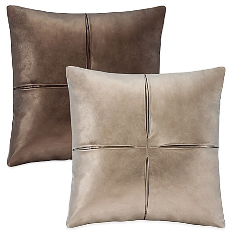 Faux-Leather Square Throw Pillow - Bed Bath & Beyond