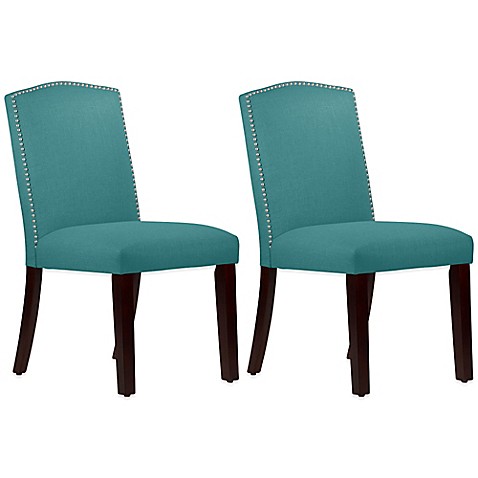 Roseyln Nail Button Arched Dining Chairs in Linen Laguna (Set of 2)