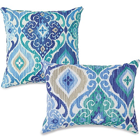 Outdoor Throw Pillows in Ikat Blue - Bed Bath & Beyond