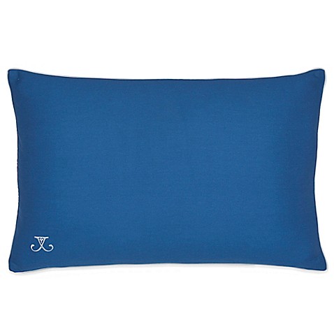Jill Rosenwald Plimpton Flame Oblong Throw Pillow in Blue/White - Bed Bath & Beyond