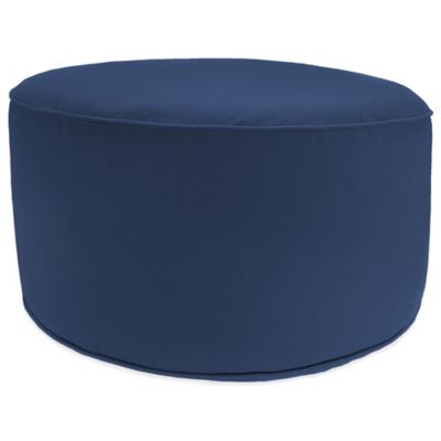 Buy Outdoor Round Pouf Ottoman in Sunbrella® Canvas Navy from Bed Bath ...