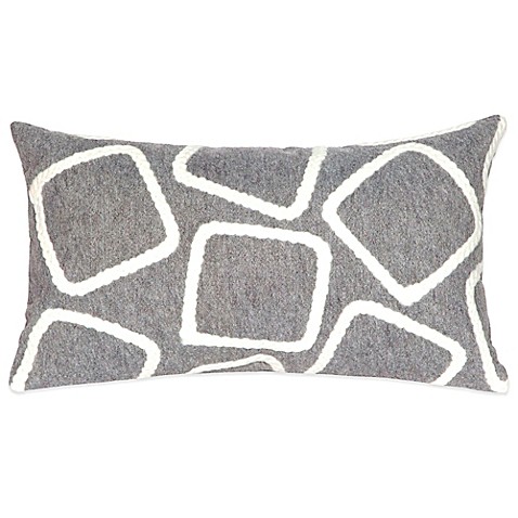 Liora Manne Squares 12-Inch x 20-Inch Outdoor Throw Pillow in Silver - BedBathandBeyond.com