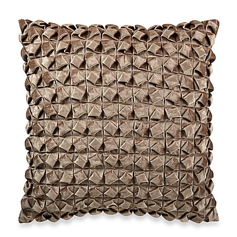 Textured Pleated Velvet Square Throw Pillow in Natural - Bed Bath & Beyond