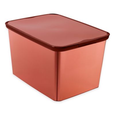 Buy Curver Large Plastic Metallic Storage Tote with Lid Red from Bed Bath & Beyond