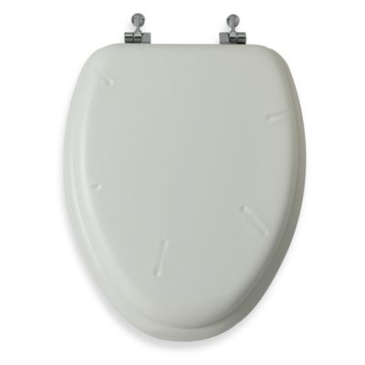 Mayfair® White Elongated Cushioned Vinyl Soft Toilet Seat with Chrome