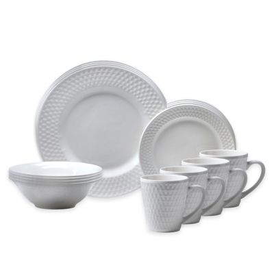 Oneida® Satin Weave 16-Piece Dinnerware Set in White - Bed Bath & Beyond