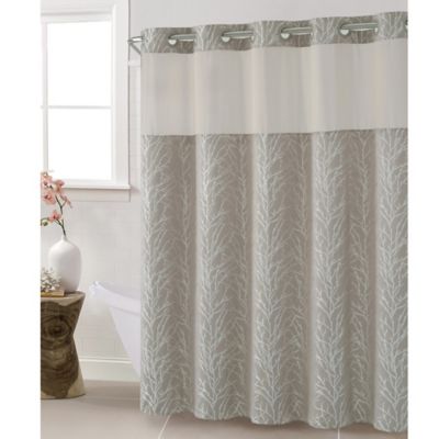 shower curtain hookless taupe tree branch curtains jacquard inch bath bedbathandbeyond fabric beyond bed extra waffle bathroom pattern polyester liner