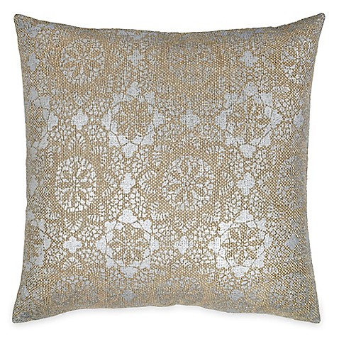 Buy Metallic Lace Square Throw Pillow in Taupe from Bed Bath & Beyond