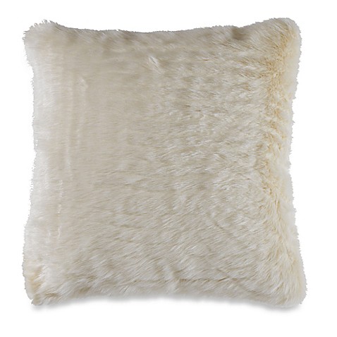 Buy Faux Fur Square Throw Pillow in Cream from Bed Bath & Beyond