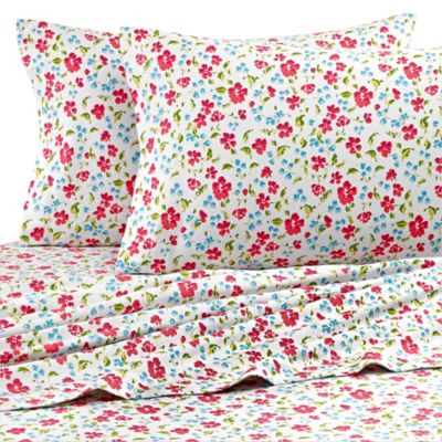 Buy Teen Vogue® Floral Field Flannel Twin Sheet Set in Pink from Bed