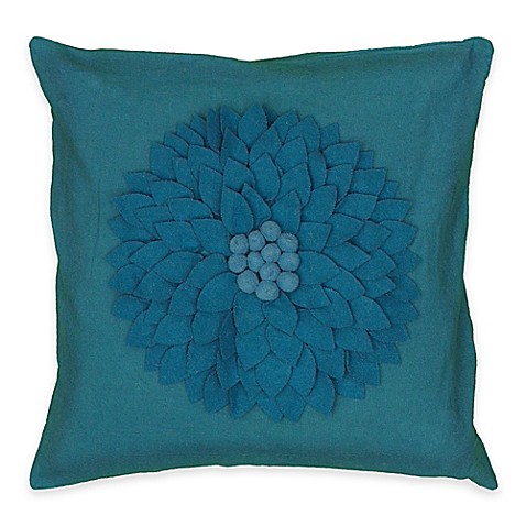 Buy Rizzy Home Floral Applique Throw Pillow in Turquoise from Bed Bath & Beyond