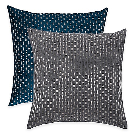 Rizzy Home Beaded Pattern Square Throw Pillow in Silver - Bed Bath & Beyond