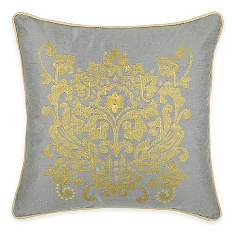 Buy Rizzy Home Embroidered Medallion Square Throw Pillow in Silver from Bed Bath & Beyond