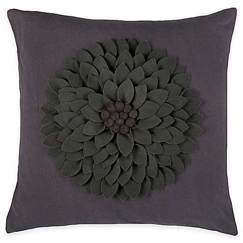 Rizzy Home Flower Applique Pattern Square Throw Pillow - www.BedBathandBeyond.com