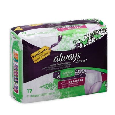 Always Discreet Incontinence Underwear Maximum Absorbency Large 17 Ct