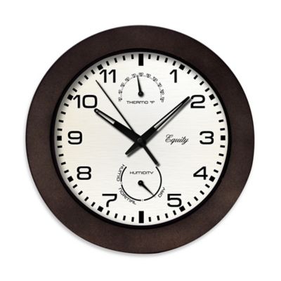 La Crosse® Technology Thermometer/Hygrometer Wall Clock in Brown - Bed