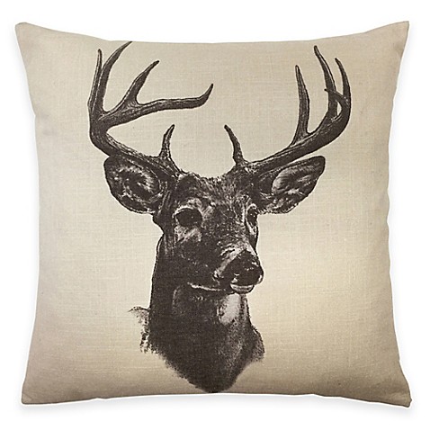 Buy HiEnd Accents Whitetail Deer Linen Print Square Throw Pillow in Natural from Bed Bath & Beyond