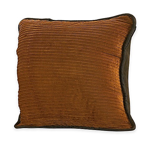 HiEnd Accents Ocala Corduroy Square Throw Pillow in Gold - www.BedBathandBeyond.com