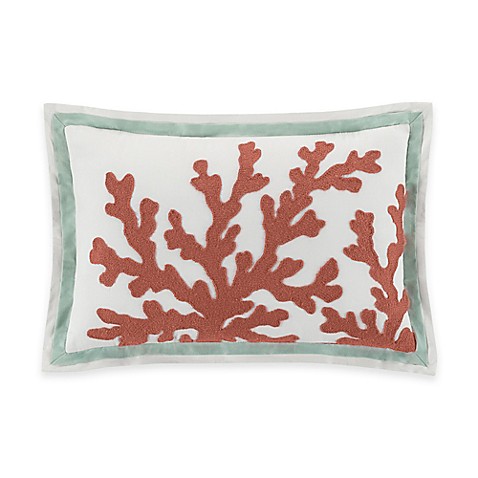 Coastal Life Luxe Coral Oblong Throw Pillow in White - Bed Bath & Beyond