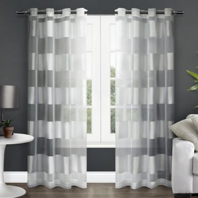 sheer curtain grommet panels window stripe striped panel curtains navaro exclusive inch pair navarro winter bedbathandbeyond drapes thermal 84g textiles