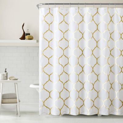 curtain shower gold metallic vcny ogee grey curtains serendipity alt bedbathandbeyond beyond bath bed