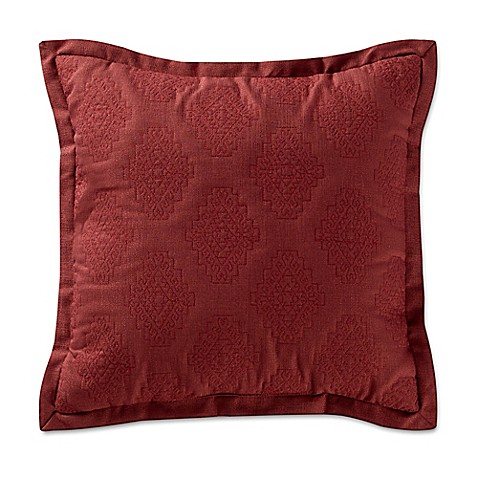 Remington Lodge Cabot Quilted Medallion Square Throw Pillow in Red - Bed Bath & Beyond