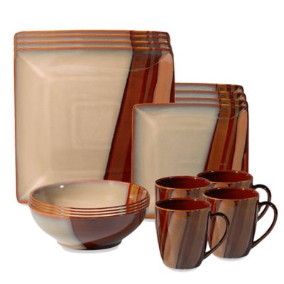 Sango Avanti Brown 16-Piece Dinnerware Set - Bed Bath & Beyond