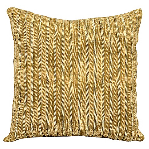 Michael Amini Beaded Stripes Square Throw Pillow - www.BedBathandBeyond.com