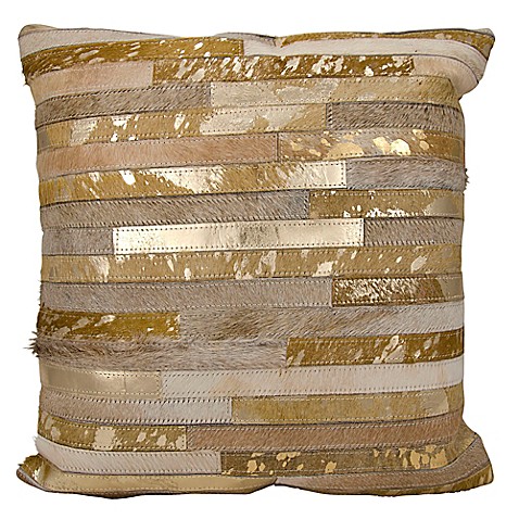 Buy Michael Amini Stripes Square Throw Pillow in Beige from Bed Bath & Beyond
