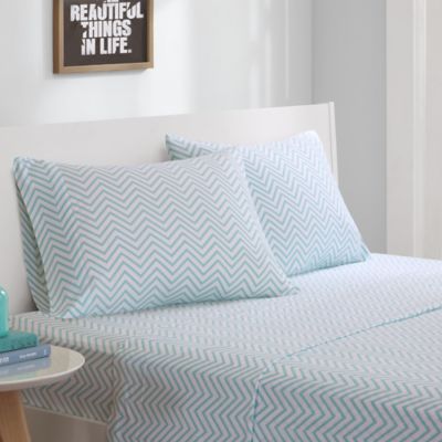 jersey knit sheet queen printed intelligent chevron aqua