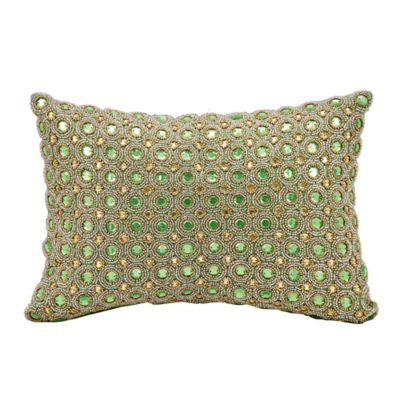 Buy Kathy Ireland Home by Gorham Beaded Oblong Throw Pillow in Green from Bed Bath & Beyond