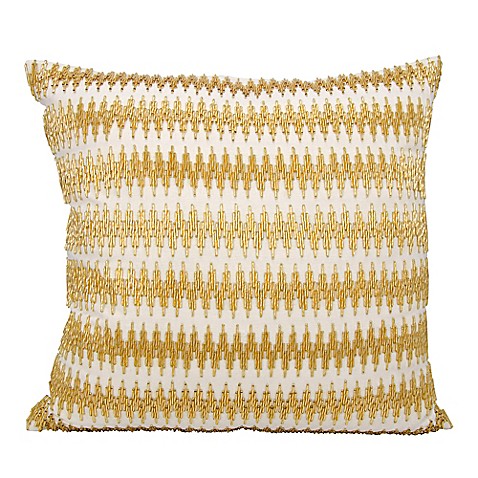 Buy Mina Victory Beaded Chevron 20-Inch Square Throw Pillow in Light Gold from Bed Bath & Beyond