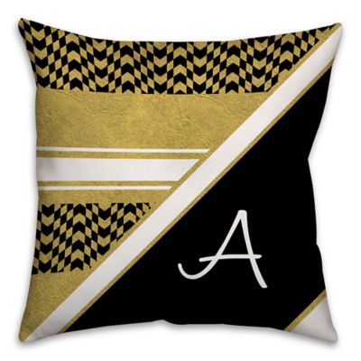 Chevron Checkerboard Square Throw Pillow in Black/Gold - Bed Bath & Beyond