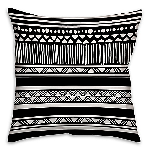 Buy Boho Tribal Square Throw Pillow in Black/White from Bed Bath & Beyond