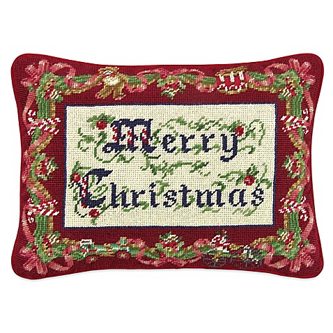 Merry Christmas Needlepoint Throw Pillow - Bed Bath & Beyond
