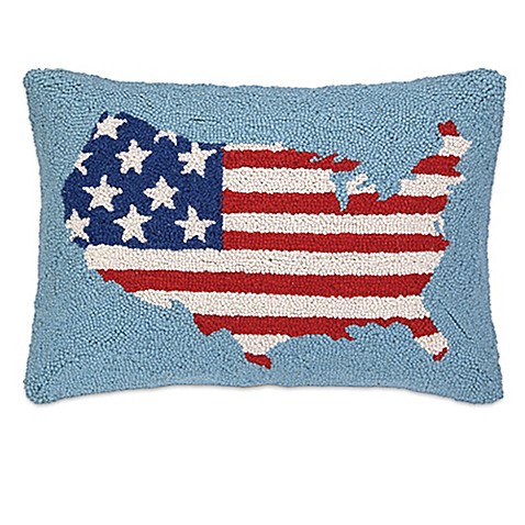Buy Americana USA Flag Hand-Hooked Square Throw Pillow in Light Blue from Bed Bath & Beyond