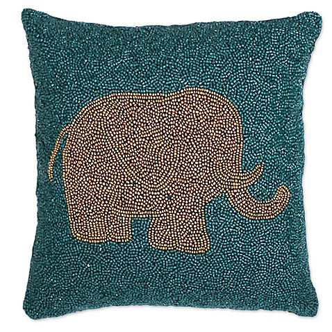 Buy Thro Emelyn Elephant Square Throw Pillow in Teal/Gold from Bed Bath & Beyond