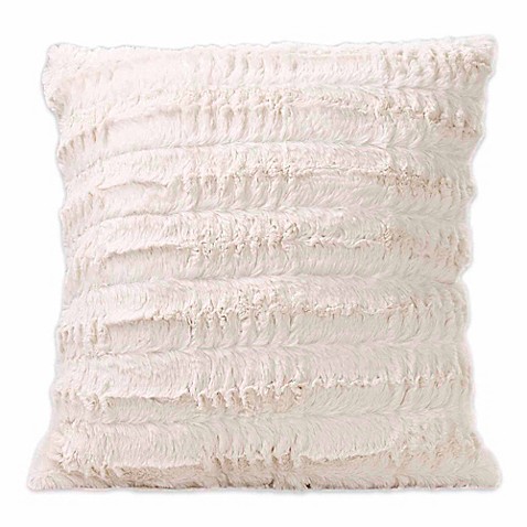 Buy Luxe Faux Fur Square Throw Pillow in Cream from Bed Bath & Beyond