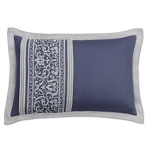 Santorini Embroidered Oblong Throw Pillow in Blue/White - Bed Bath & Beyond