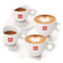 Two (2) illy Espresso and Two (2) illy Cappuccino Cups and Saucers